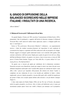 Il grado di diffusione della balanced scorecard nelle imprese italiane: i risultati di una ricerca