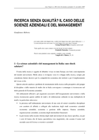 Ricerca senza qualità? Il caso delle scienze aziendali e del management