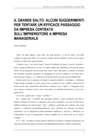 Il grande salto: alcuni suggerimenti per tentare un efficace passaggio da impresa centrata sull'imprenditore a impresa manageriale