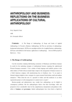 Anthropology and business: reflections on the business applications of cultural anthropology