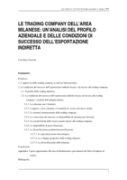 Le trading company dell'area milanese: un'analisi del profilo aziendale e delle condizioni di successo dell'esportazione indiretta