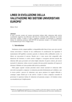 Linee di evoluzione della valutazione nei sistemi universitari europei