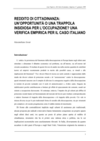 Reddito di cittadinanza: un'opportunità o una trappola insidiosa per l'occupazione? Una verifica empirica per il caso italiano