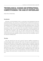 Technological change and international competitiveness: the case of Switzerland