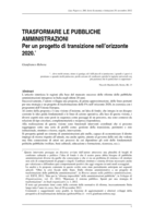 Trasformare le pubbliche amministrazioni: per un progetto di transizione nell’orizzonte 2020