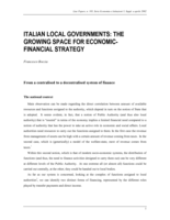Italian local governments: the growing space for economic-financial strategy