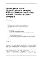 Centralization versus decentralization of marketing activities of leading Italian firms: towards an integrated global approach?