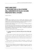 Venti anni dopo: il percorso della valutazione dell'università in Italia e alcune proposte per il futuro