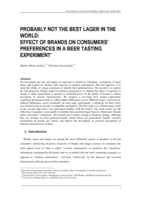 Probably not the best lager in the world: effect of brands on consumers’ preferences in a beer tasting experiment