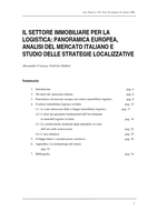 Il settore immobiliare per la logistica: panoramica europea, analisi del mercato italiano e studio delle strategie localizzative