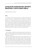 Le politiche di marchio per i distretti industriali: i casi di Como e Biella