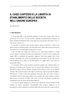 Il caso Cartesio e la libertà di stabilimento delle società nell’Unione europea