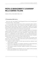 Profili di management e leadership nelle aziende italiane