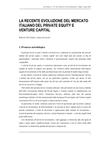 La recente evoluzione del mercato italiano del private equity e venture capital