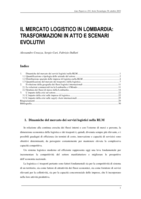 Il mercato logistico in Lombardia: trasformazioni in atto e scenari evolutivi