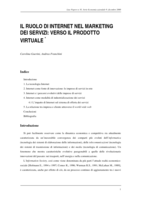 Il ruolo di Internet nel marketing dei servizi: verso il prodotto virtuale