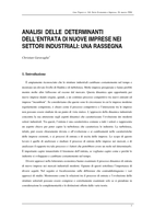 Analisi delle determinanti dell'entrata di nuove imprese nei settori industriali: una rassegna