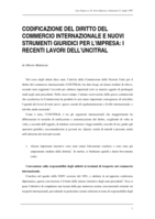 Codificazione del diritto del commercio internazionale e nuovi strumenti giuridici per l'impresa: i recenti lavori dell'UNCITRAL