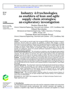 Industry 4.0 technologiesas enablers of lean and agile supply chain strategies: an exploratory investigation